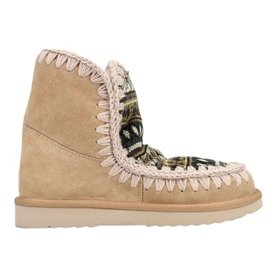 真皮雪地靴女鞋复古针织厚底加绒