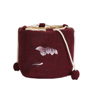 创意手绘茶具布包一壶两杯四杯茶壶茶杯袋加厚棉麻旅行便携收纳包