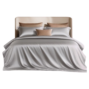 富安娜出品馨而乐100支长绒棉四件套贡缎全棉被套床单 轻奢床品