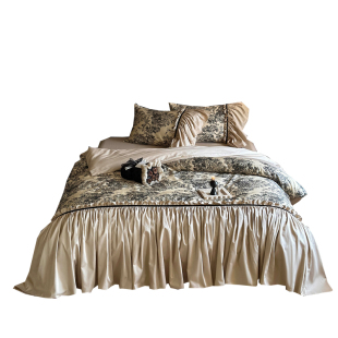 奔赴罗马︱法式复古全棉四件套纯棉长绒棉浪漫花边被套床品高级感