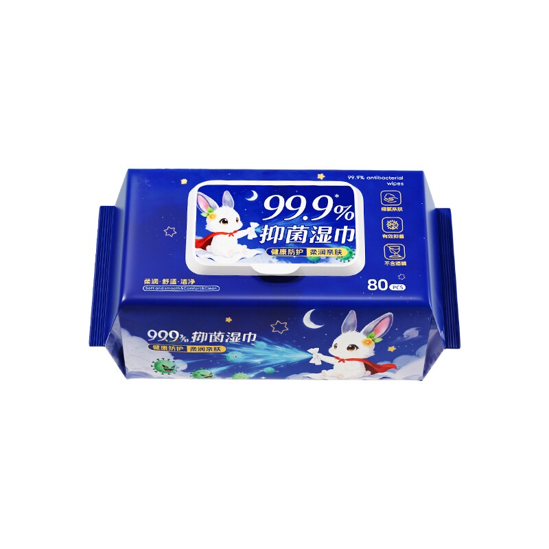 99.9%抑菌湿巾80抽家用清洁湿巾擦手卫生湿纸巾柔润亲肤RO纯净水