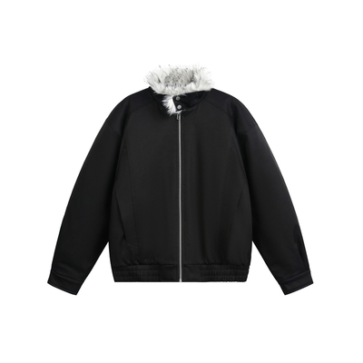 AWRB美式高街座山雕仿狼毛加厚男女冬季宽松高级感保暖毛领棉服