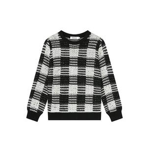 RBIGX瑞比克童装冬季新款羊毛混纺黑白格帅气男童设计感毛衫