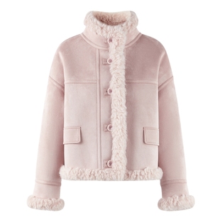 甜美可爱仿麂皮短外套2025年冬季新款女装通勤时尚纽扣环保皮草