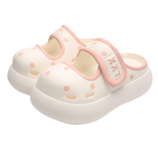 细细条防滑可爱波点多巴胺拼色拖鞋女士厚底沙滩玛丽珍凉拖鞋夏季