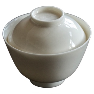 觅白瓷迷你小盖碗二才泡茶品饮雅玩摹古中式薄胎纯手作一人饮茶器