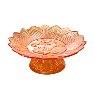 新款八吉祥供盘加厚仿琉璃浮雕莲花供盘水果盘供佛果盘佛具用品