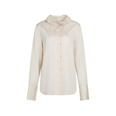 莱赛尔衬衫』naivee纳薇25秋新款新中式花苞领天丝提花长袖上衣女