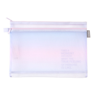 香港Easymate易事美渐变色大容量网纱文件袋学生双拉链文具收纳袋