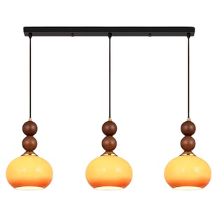 餐厅吊灯包侘寂玻璃客厅饭桌吧台灯复古主卧室床头三头吊灯