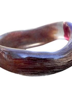 天然红色小石榴石不规则木制戒指