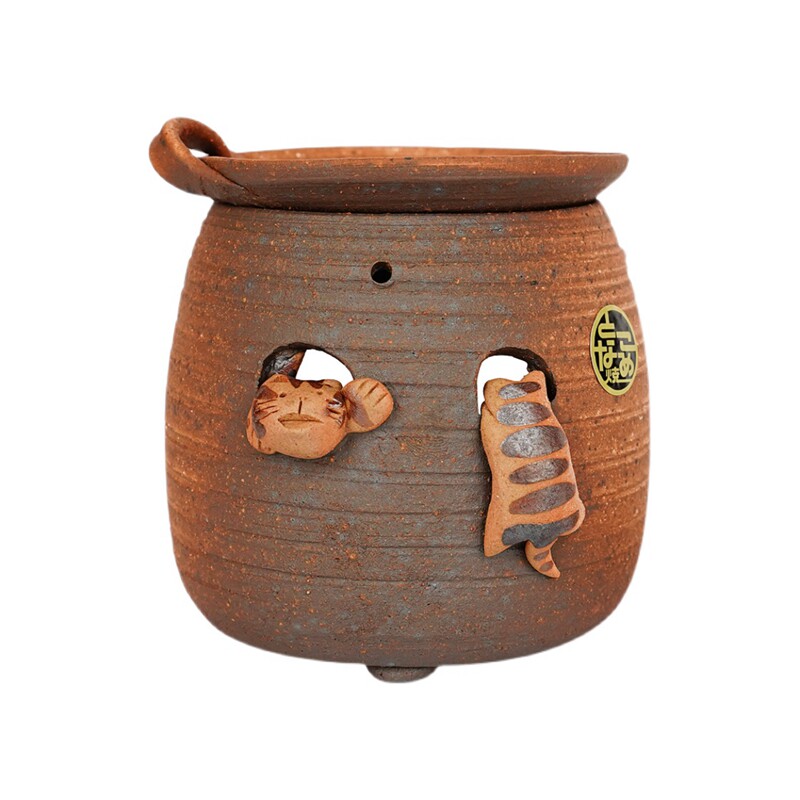 日本原装进口常滑烧爬爬猫烤茶炉香薰茶炉精油茶香炉家居摆件茶道