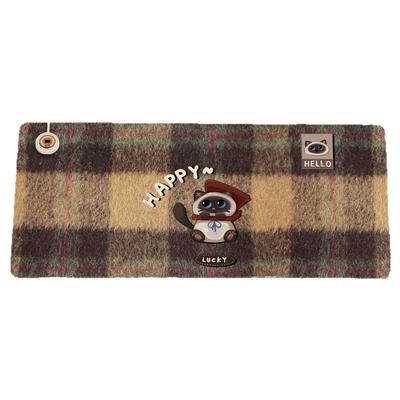 【毛绒格子猫咪】加热皮革暖桌垫