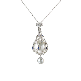 S925纯银网兜捕梦网珍珠吊坠项链可拆卸小众设计高级感秋冬毛衣链