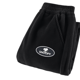 史努比男童灯芯绒裤子秋冬款男孩加厚一体绒长裤2025新款儿童冬装