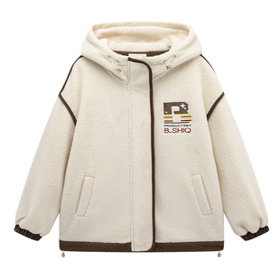 初中生仿羊羔绒外套新款秋冬季2025高中生加厚外套夹棉棉衣大童女