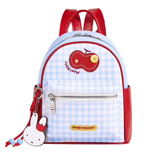米菲学院风撞色双肩包可爱女生大学生书包轻便休闲校园大容量背包