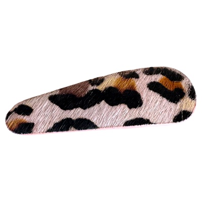 高品质真皮手工豹纹马毛发夹女童碎发刘海夹高级质感不锈钢bb夹