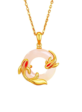 老凤祥锦鲤平安扣项链女新款