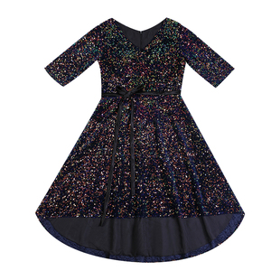 大码胖mm晚礼服气质高端V领显瘦200斤宴会年会主持司仪连衣裙性感