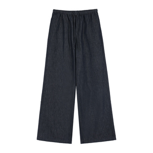 pusumede 极简row风 宽松慵懒休闲裤女夏松紧腰抽绳直筒阔腿长裤