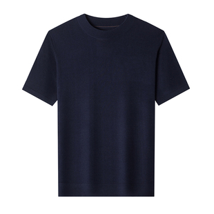 精品男装【桑蚕丝羊绒羊毛】短袖针织T恤 丝滑软糯轻薄打底衫圆领