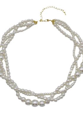 珍珠多层叠戴女巴洛克锁骨项链
