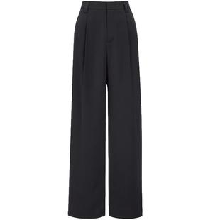 ONLY2026春季新款立体中线压褶设计高腰垂感宽松阔腿裤休闲裤女