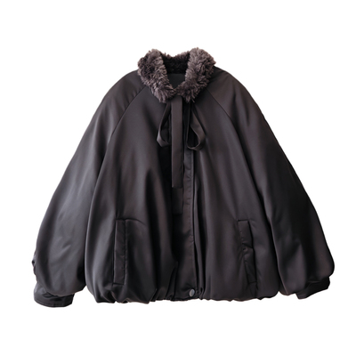 新款韩系设计感黑色花苞棉服外套