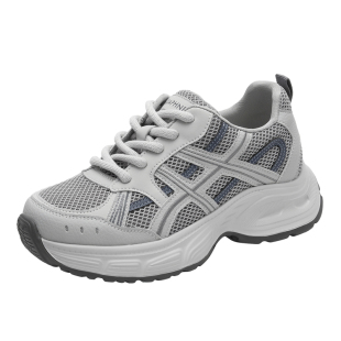 达芙妮厚底老爹鞋女款2026新款春季网面透气运动鞋灰色休闲女鞋子