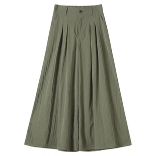 班尼路时尚百搭阔腿A字裙裤夏季透气山本风高腰显瘦休闲九分裤女J