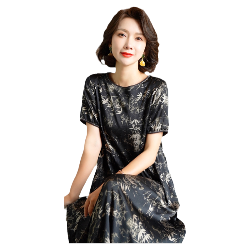 迪芬·璐嘉气质优雅真丝连衣裙女