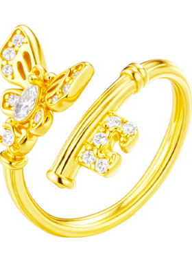 颂集「蝴蝶密钥」925银18k金戒指