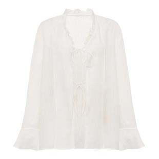 Petit Bari浪漫主义轻透系带天丝衬衫 设计感轻薄防晒外套女
