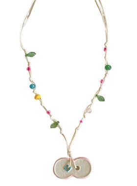 萌趣可爱苹果小鹿吊坠项链女2025新款高级感彩色长款编织绳锁骨链