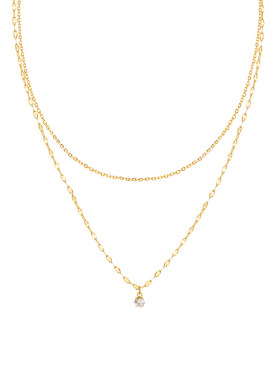 超闪! 高级感双层18k镀金不褪色细星空裸钻锁骨链短项链简约精致