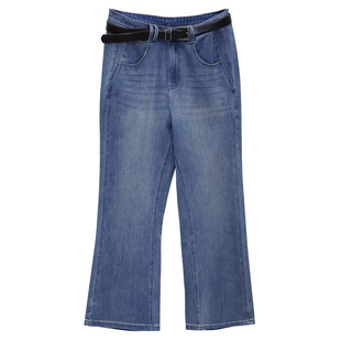 胖mm显瘦九分微喇裤木子理想大码女装秋冬高腰弹力牛仔裤子200斤