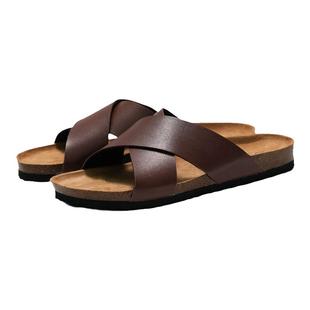 RUIZUSTOCK睿足夏季新款男士软木拖鞋沙滩鞋学生交叉带水松凉拖鞋