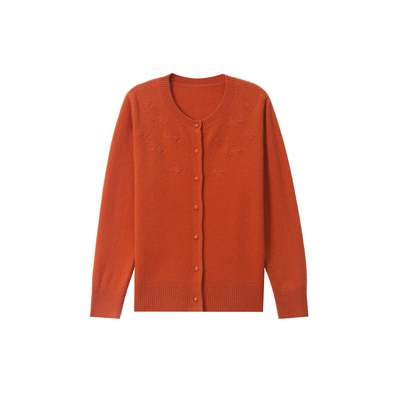 恒源祥纯羊毛绣花中老年女装开衫