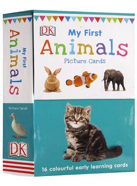DK动物启蒙认读卡 新版无触摸英文原版 My First Animals 16张双面全彩卡片 闪示卡 认知识物 2-6岁 又日新进口童书