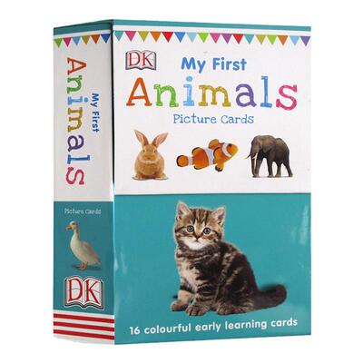 DK动物启蒙认读卡 新版无触摸英文原版 My First Animals 16张双面全彩卡片 闪示卡 认知识物 2-6岁 又日新进口童书