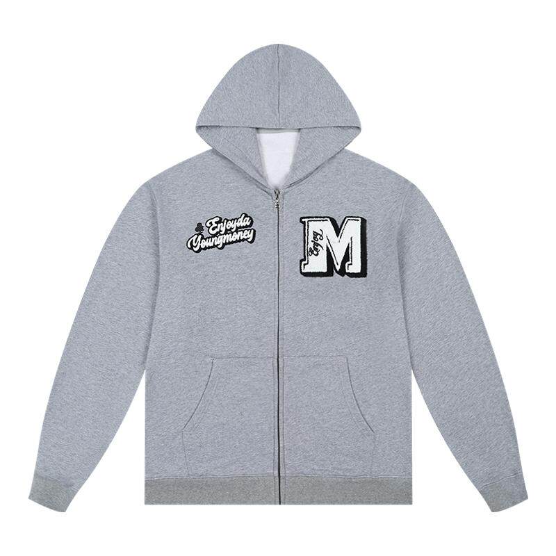 MEDM25SS复古美式毛巾绣拉链卫衣