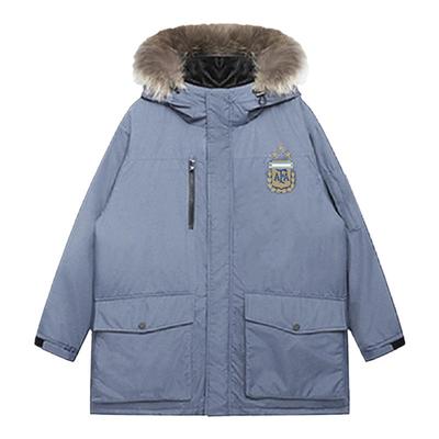 阿根廷国家队保暖毛领中长羽绒服