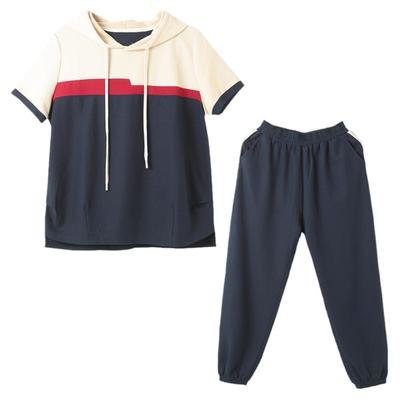 孔雀飞飞2023夏季撞色拼接套装