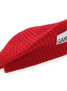 【甄选折扣】GANNI女士 优雅风针织帽秋纯色柔软贝雷帽 A5825474