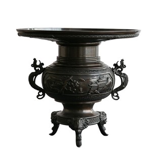 日本进口回流铜器佛前供花御玄猪日式池坊薄端旧物摆件老物件铜瓶