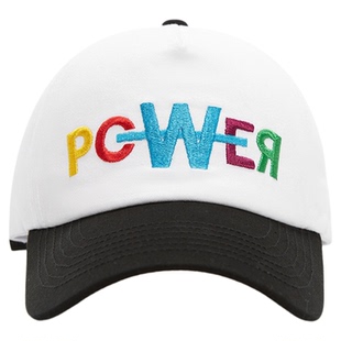 权志龙同款帽子power卡车司机帽流行彩色字母拼色棒球帽刺绣男女