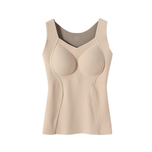石墨烯修身保暖背心女25秋新款内搭带胸垫打底内衣加绒上衣冬季