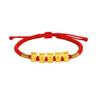 中国珠宝足金五福马手绳女26马年本命年黄金小马纯金手链情侣礼物