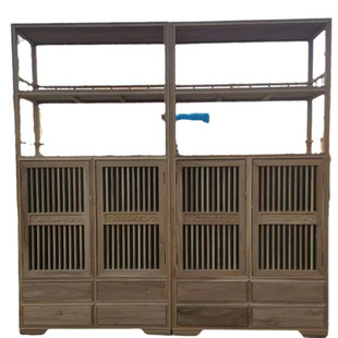 新中式博古架实木北榆木家用茶叶柜白茬坯展示多宝阁隔断置物书架